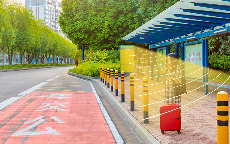 公交站臺(tái),定向擴(kuò)聲音箱