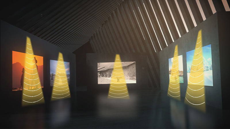 博物館定向音響,定向發聲示意圖