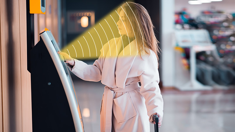 自助值機(jī)設(shè)備定向發(fā)聲示意圖